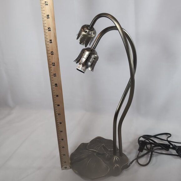 Vintage Lilypad Lamp Lily Pad 2 Stem Base NO SHADES Tulip Gooseneck Gold READ - Picture 9 of 10